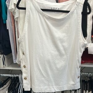 LOFT White Button-Side Tank Top